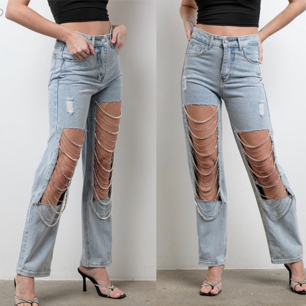 The Ripped light Jeans - Rodeo Boutique
