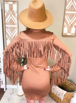 Cowgirl Fringe Dress Brown 